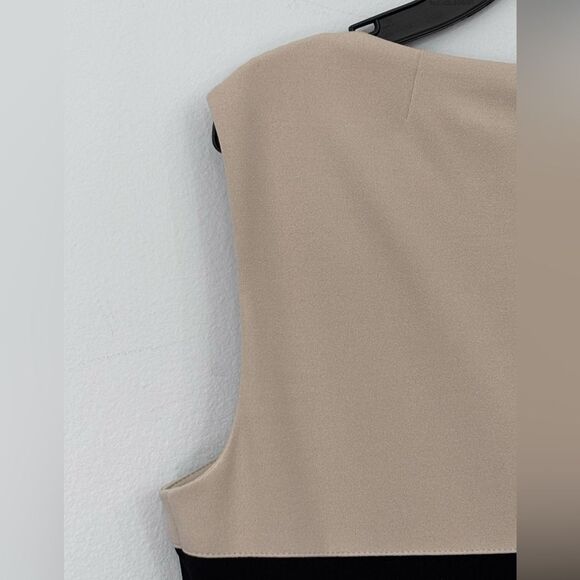 Tommy Hilfiger | Color block White Tan Black Tri-Tone Sleeveless Career Dress 10 - Picture 9 of 16